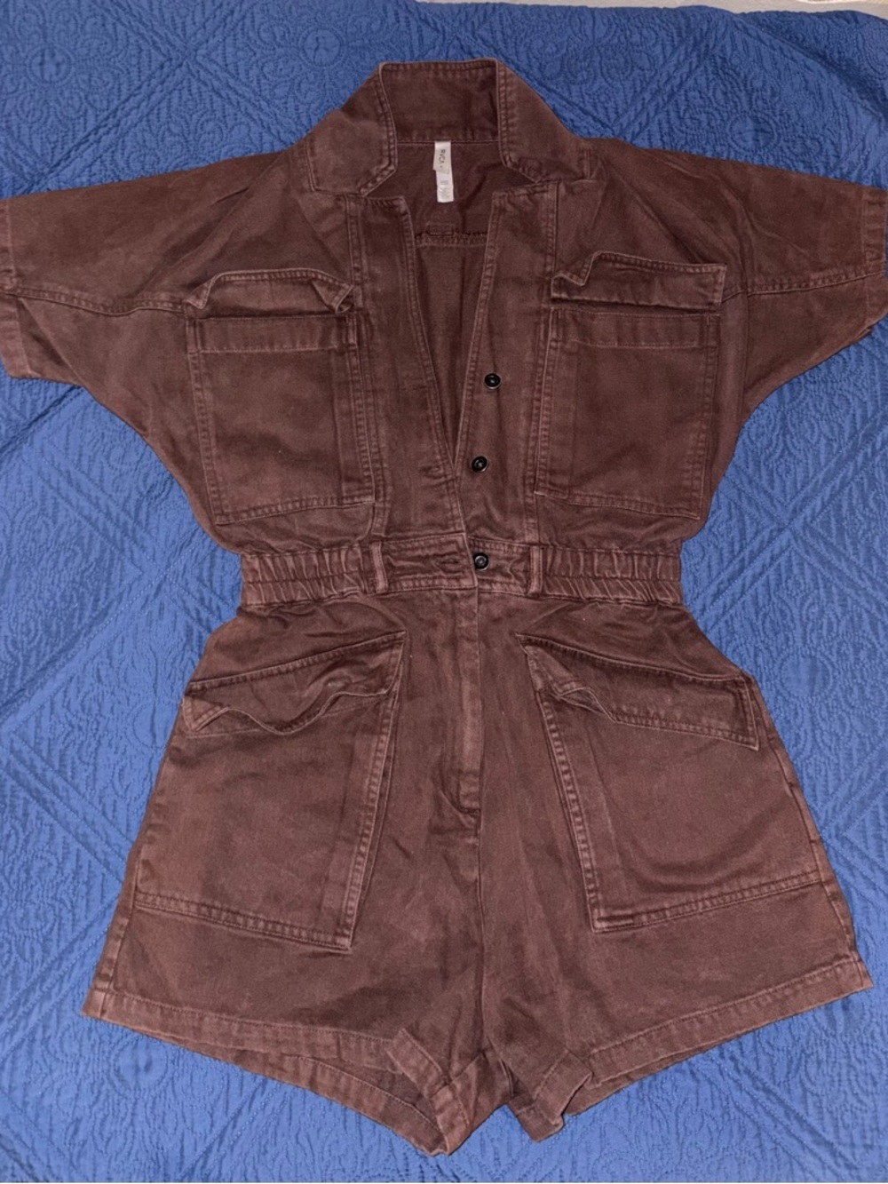 RVCA Brown Utility Denim Romper